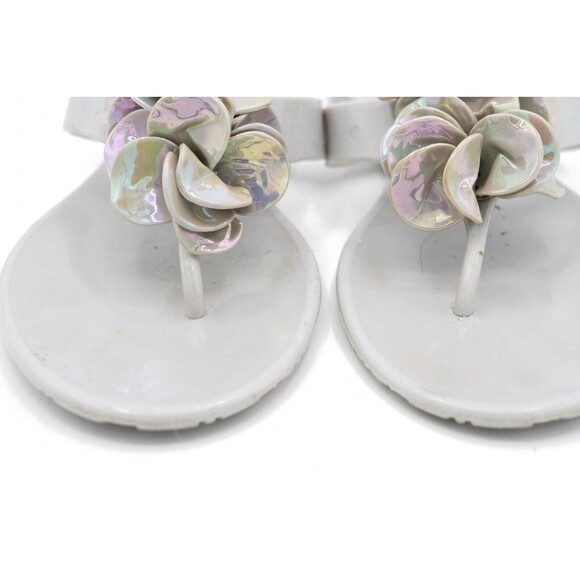 Grey Nine West Flower Flip Flops Size 7 - Picture 3 of 8